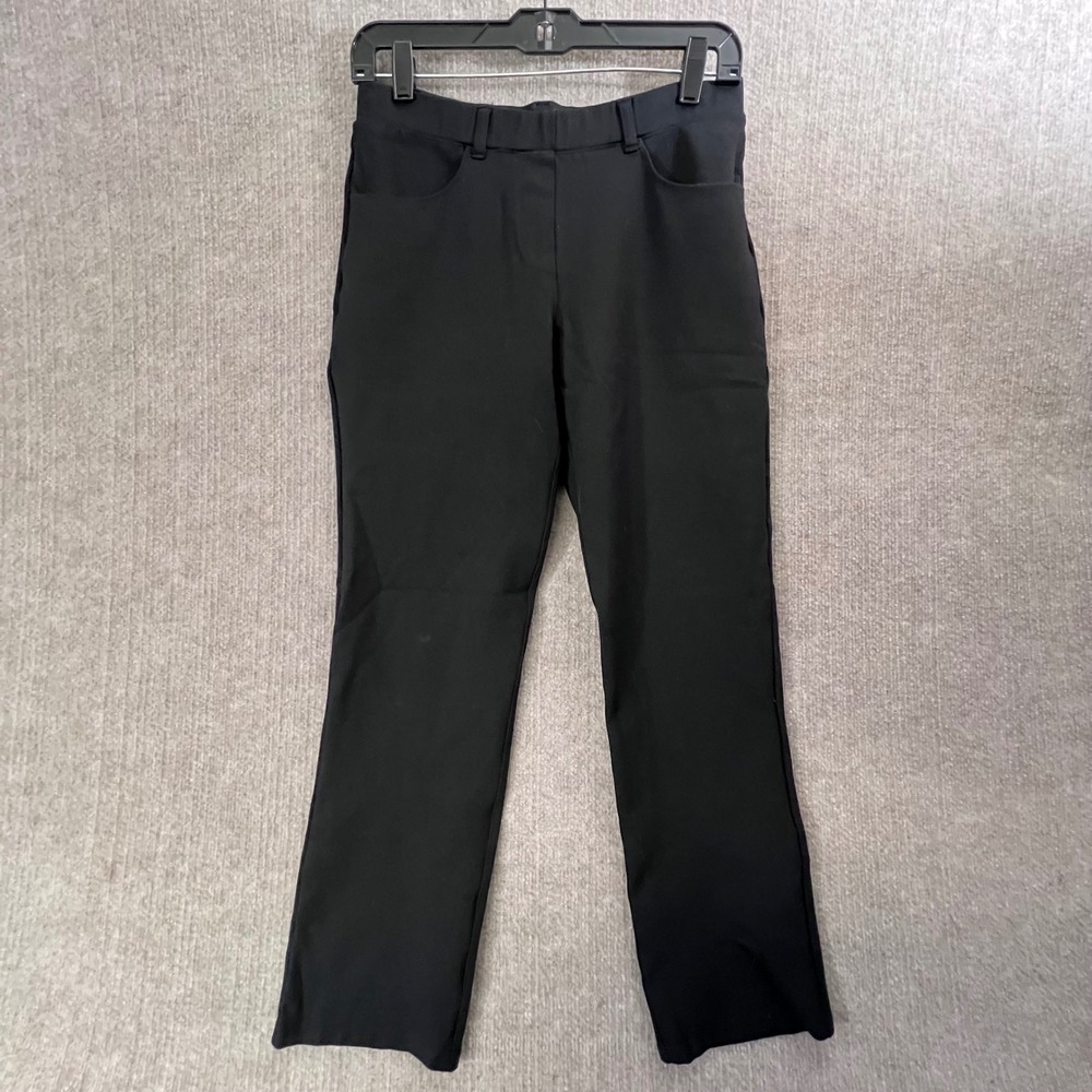 Quince Black Petite Ponte Pants Size M Stretch 4 Pocket Straight Leg Workwear